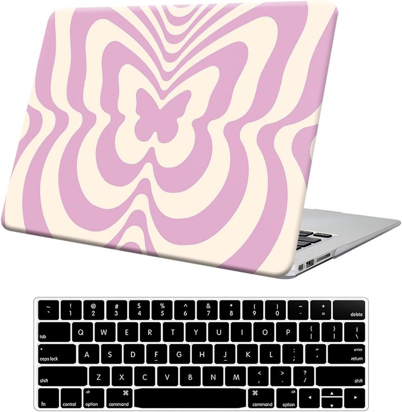 FUNUT Compatible with MacBook Air 13 Inch Case 2021 2020-2018 Release M1 A2337 A2179 A1932 Touch ID, MacBook Air 2020 Case Marble Laptop Hard Shell Case & Keyboard Cover Mac Air 13 Inch, Butterfly - Image 1